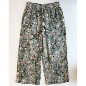 Joie Floral Linen Blend Wide Leg Pull-On Pants Size Medium Boho Relaxed